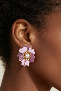 Lavender Petal Swirl Blossom Earrings