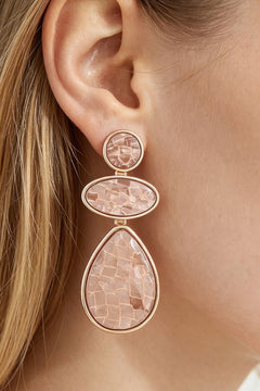 Trifecta Marble Brick Drop Earrings