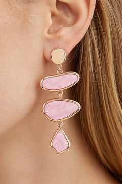 Gilded Marble Stone Drop Earrings