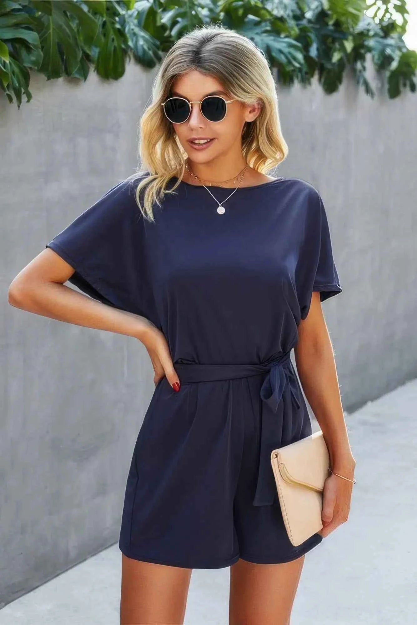 On the Go Waist Tie Loose Romper