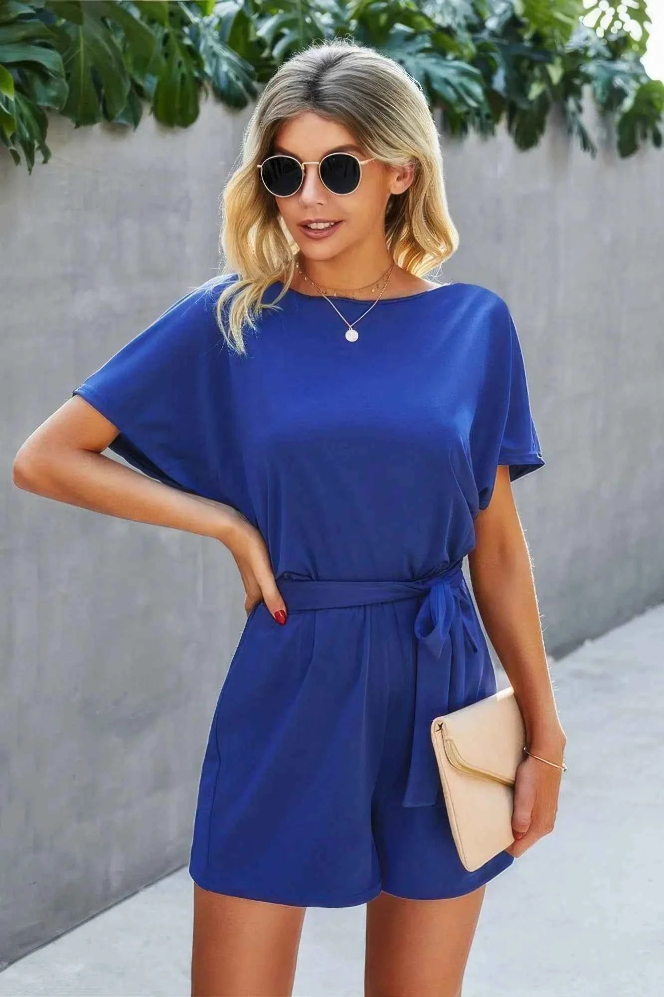 On the Go Waist Tie Loose Romper