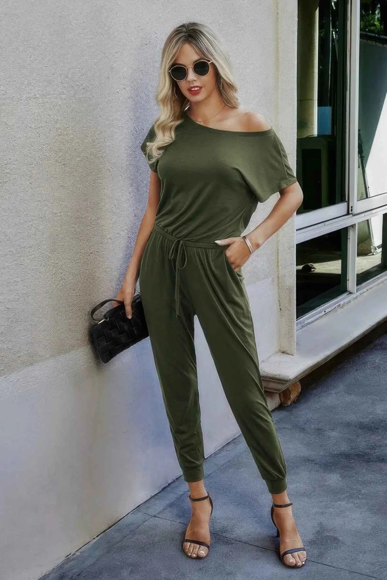 Anywhere Attire Slant Shoulder Jumpsuit