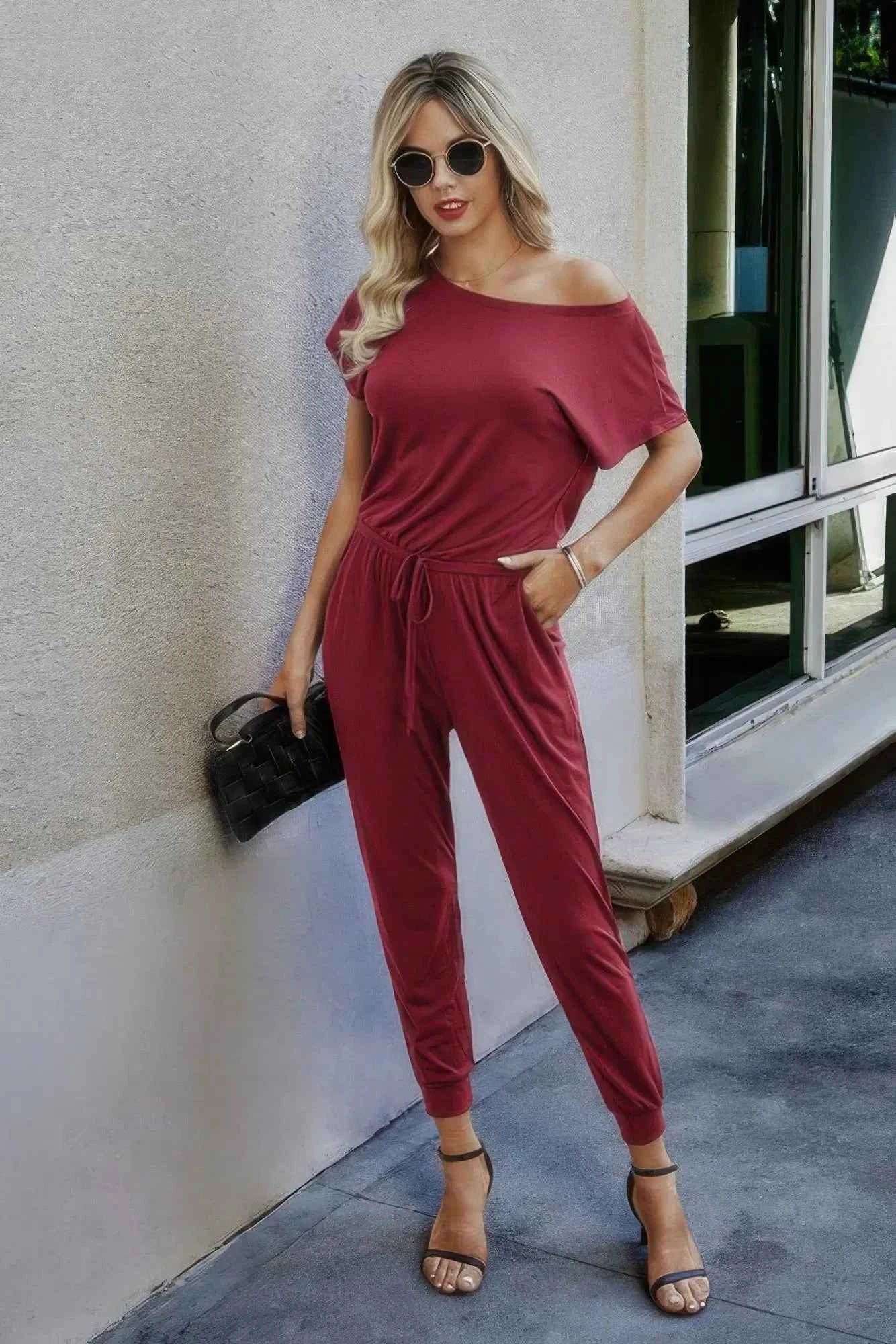 Anywhere Attire Slant Shoulder Jumpsuit