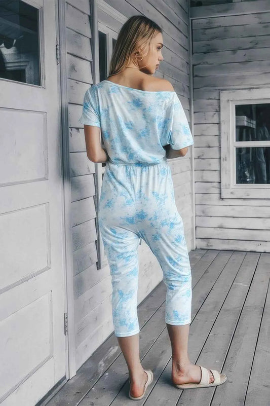 Don’t Overthink It Tie Dye One Shoulder Jumpsuit