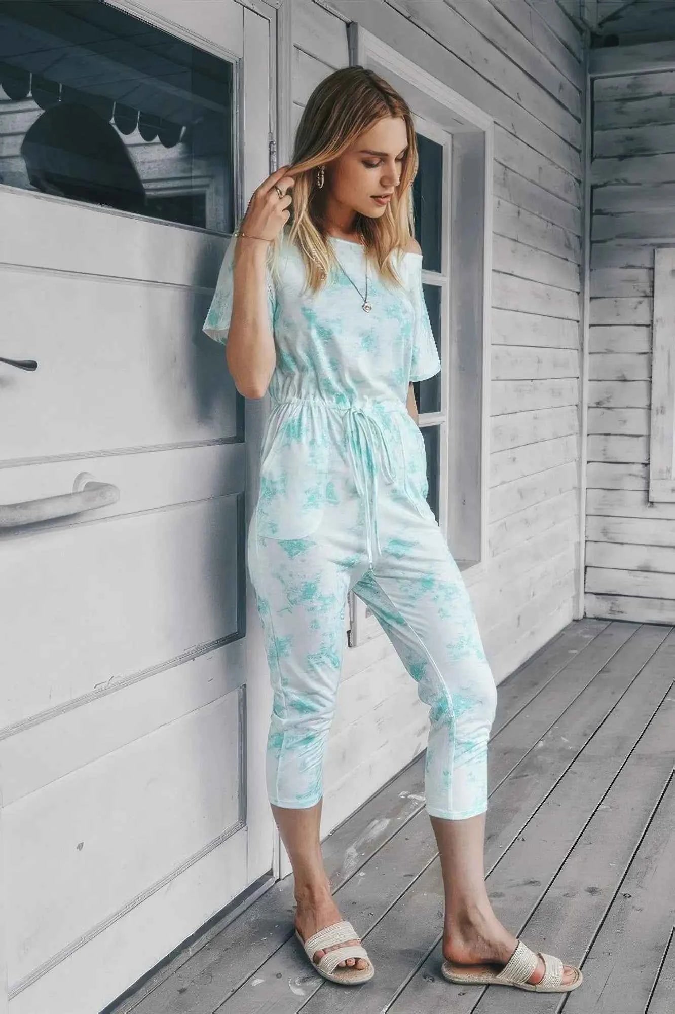 Don’t Overthink It Tie Dye One Shoulder Jumpsuit