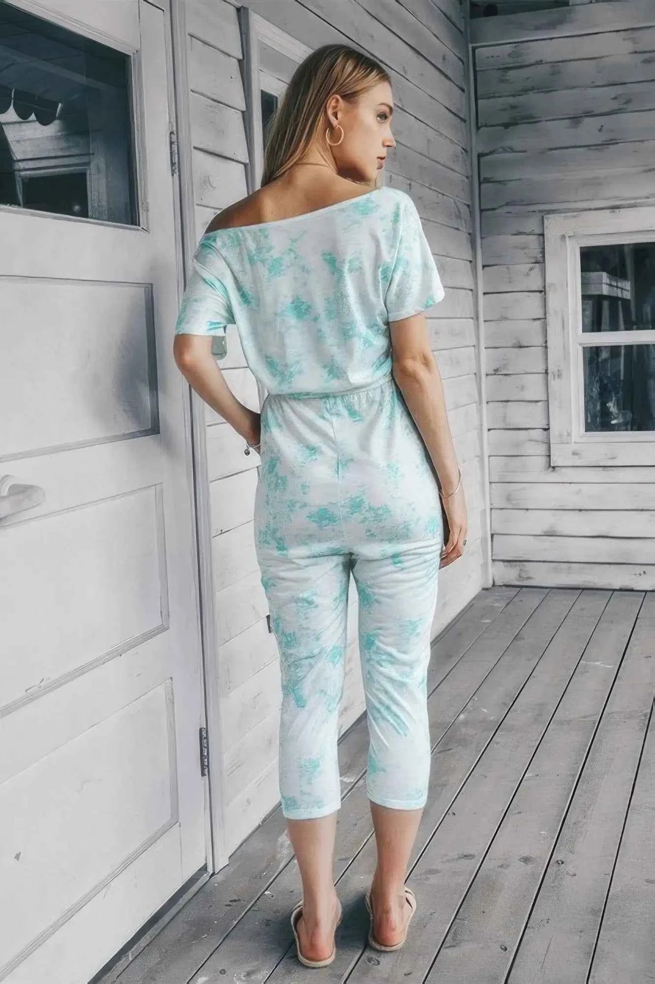 Don’t Overthink It Tie Dye One Shoulder Jumpsuit