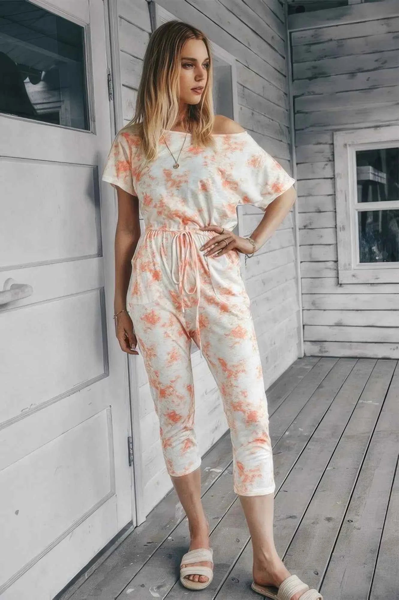Don’t Overthink It Tie Dye One Shoulder Jumpsuit