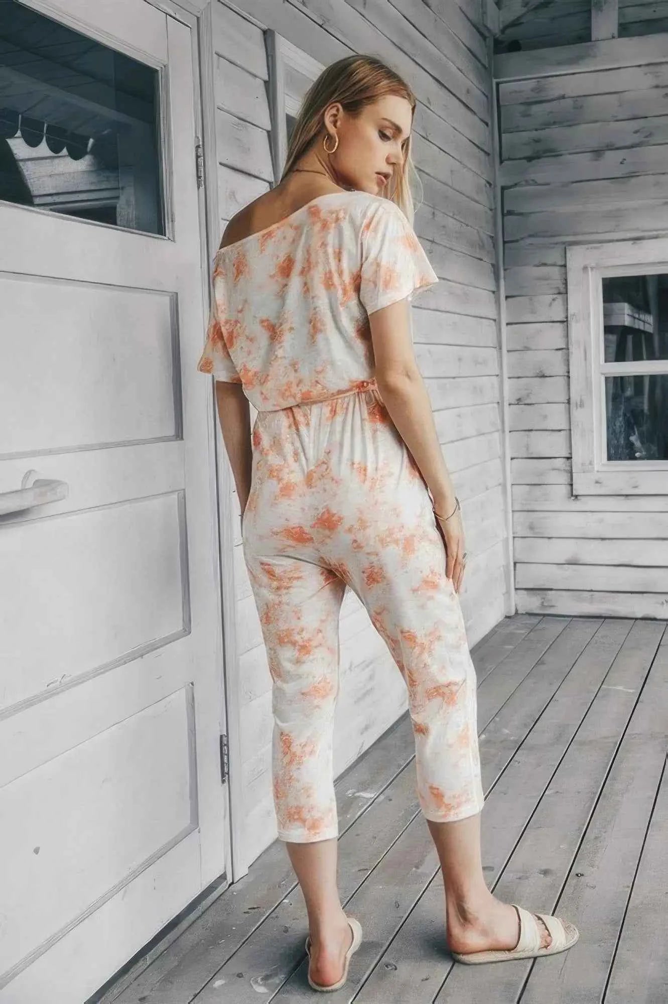 Don’t Overthink It Tie Dye One Shoulder Jumpsuit