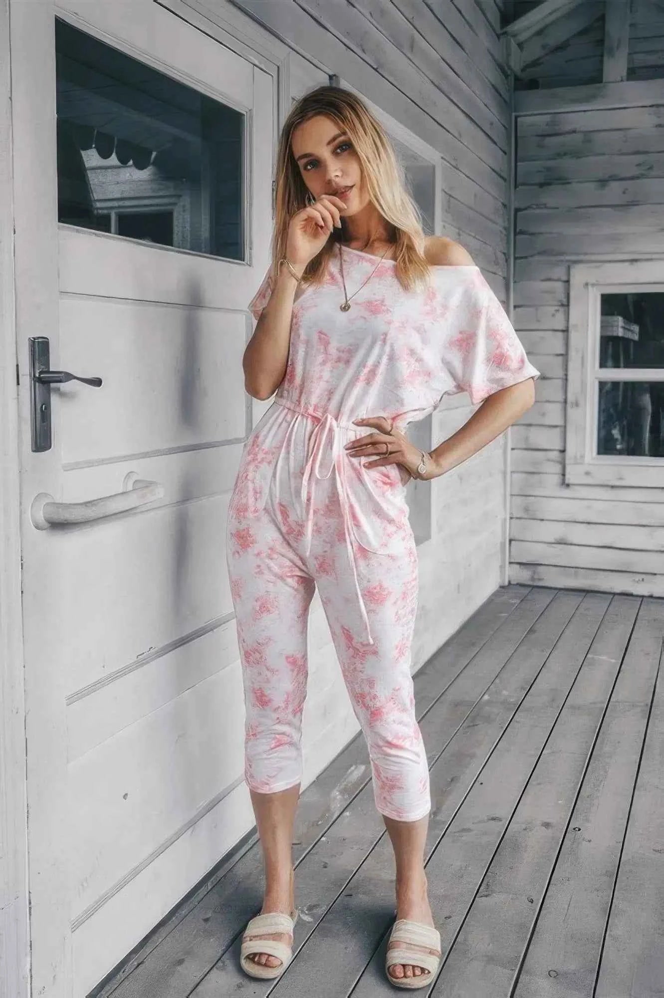 Don’t Overthink It Tie Dye One Shoulder Jumpsuit
