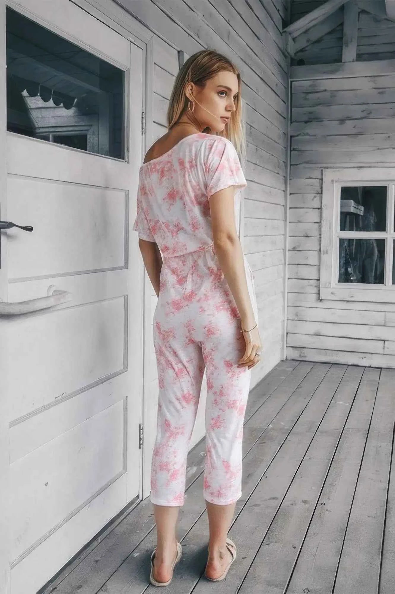 Don’t Overthink It Tie Dye One Shoulder Jumpsuit