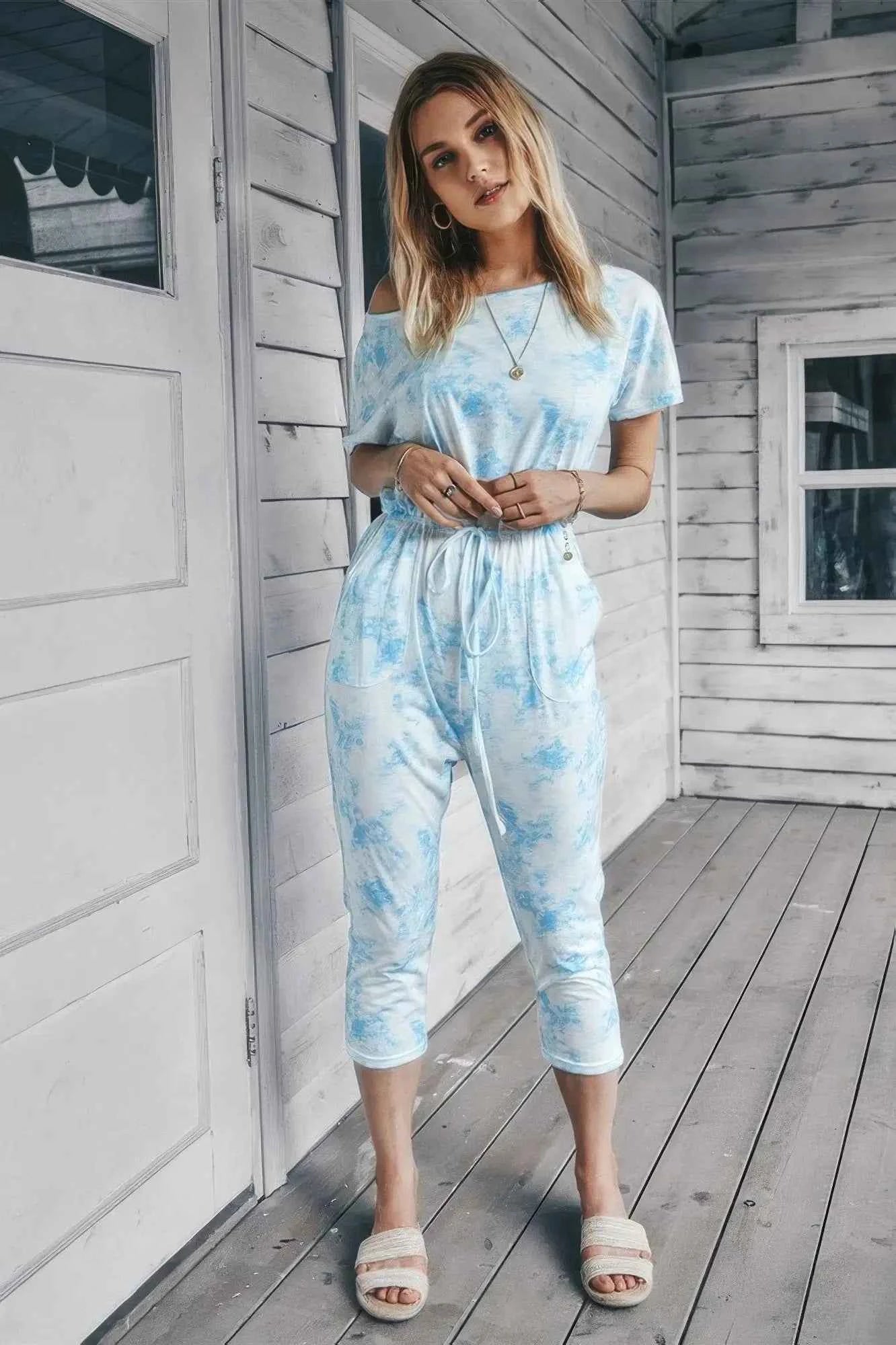 Don’t Overthink It Tie Dye One Shoulder Jumpsuit