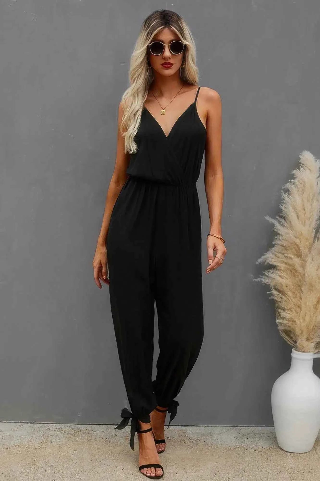 Just Throw It On Floral Knot Side Cami Jumpsuit