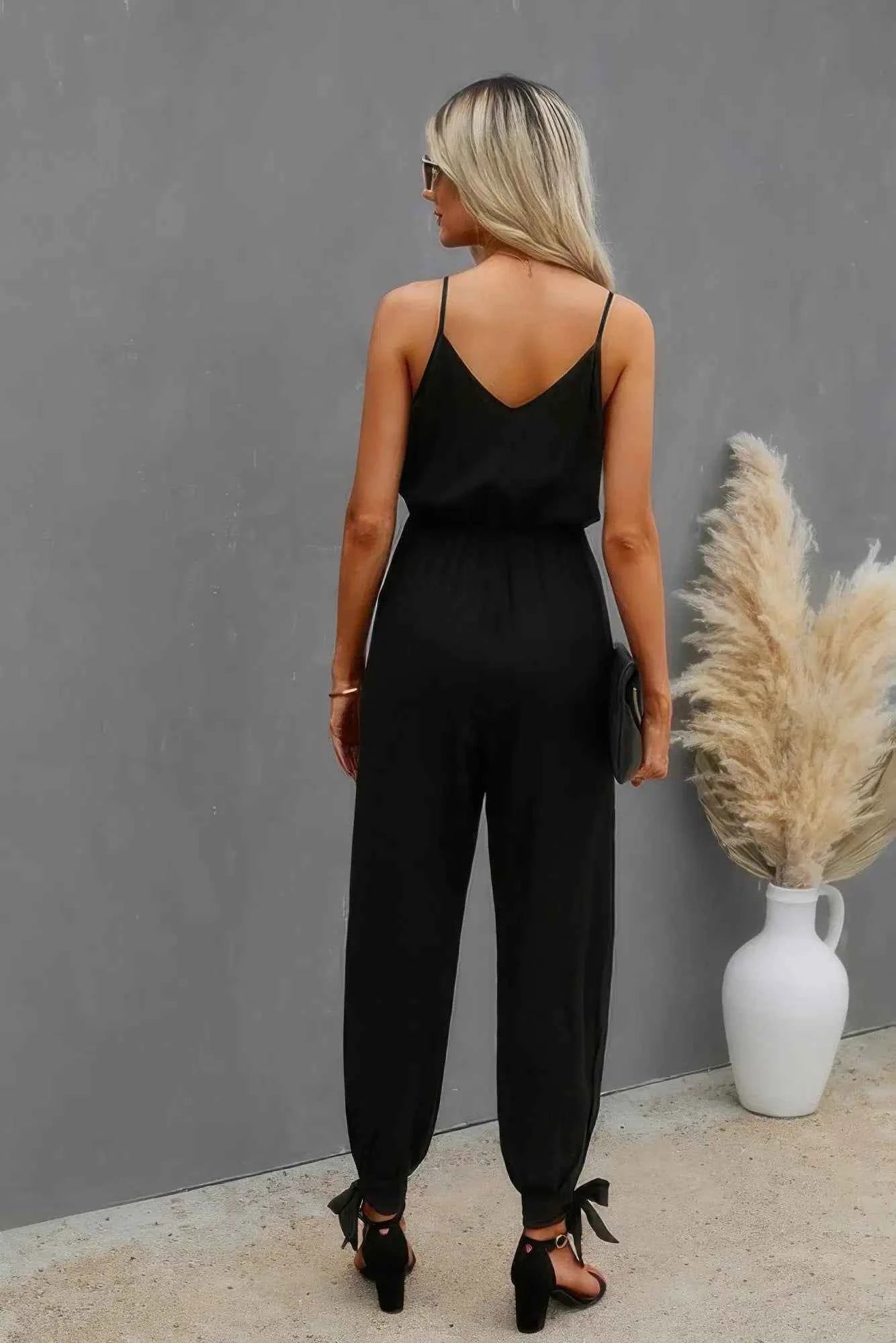 Just Throw It On Floral Knot Side Cami Jumpsuit