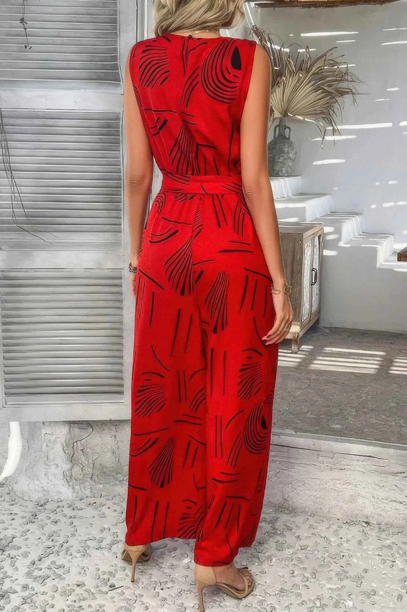 Running Errands Wide Leg Tie Waist Jumpsuit