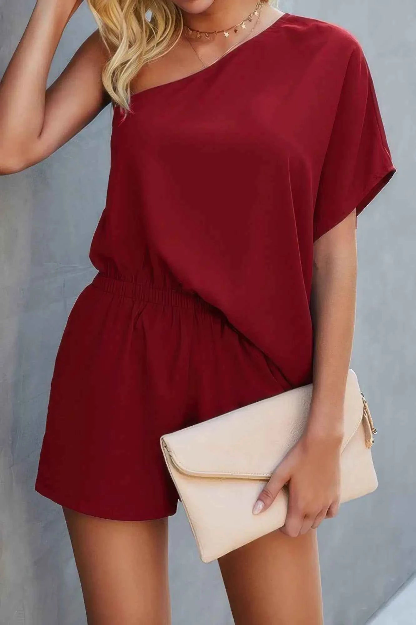 Laid Back One Shoulder High Waist Romper
