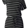 Sundown & Comfy Striped Drawstring Waist Romper