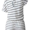 Sundown & Comfy Striped Drawstring Waist Romper
