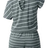 Sundown & Comfy Striped Drawstring Waist Romper