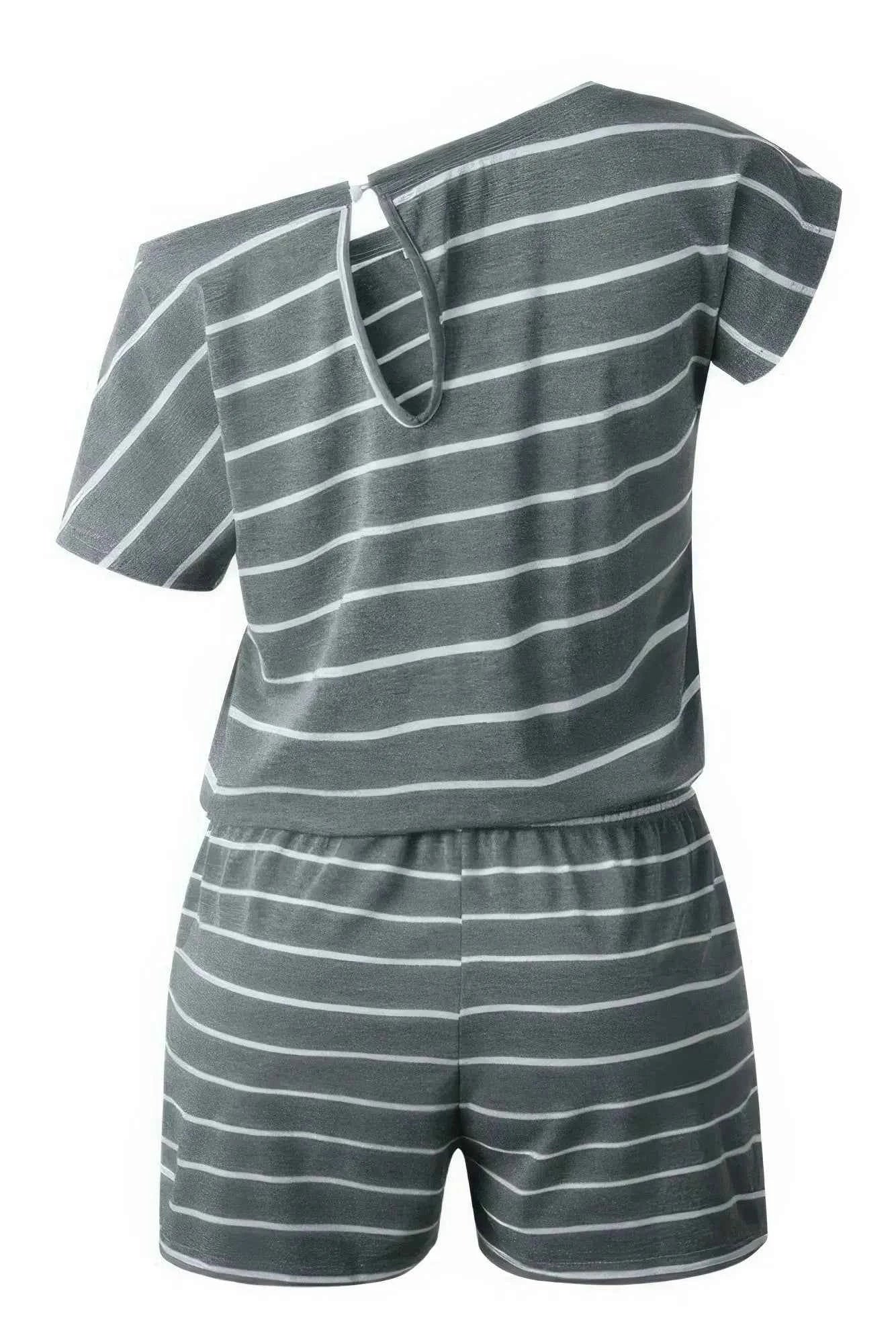 Sundown & Comfy Striped Drawstring Waist Romper
