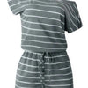 Sundown & Comfy Striped Drawstring Waist Romper