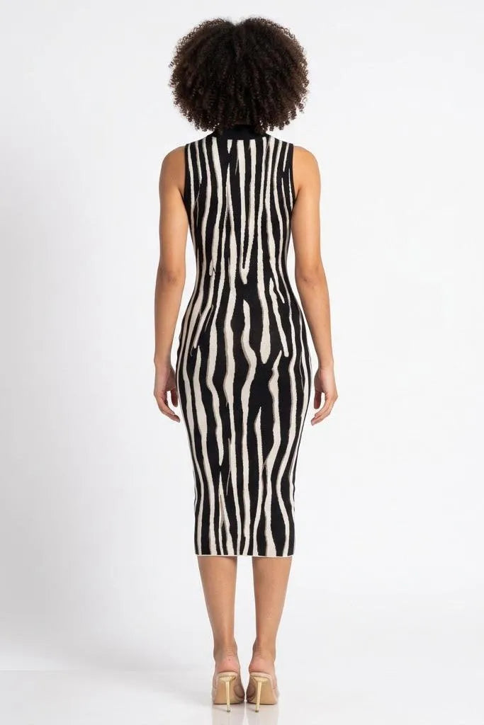 Wild Current Striped Knit Midi Dress