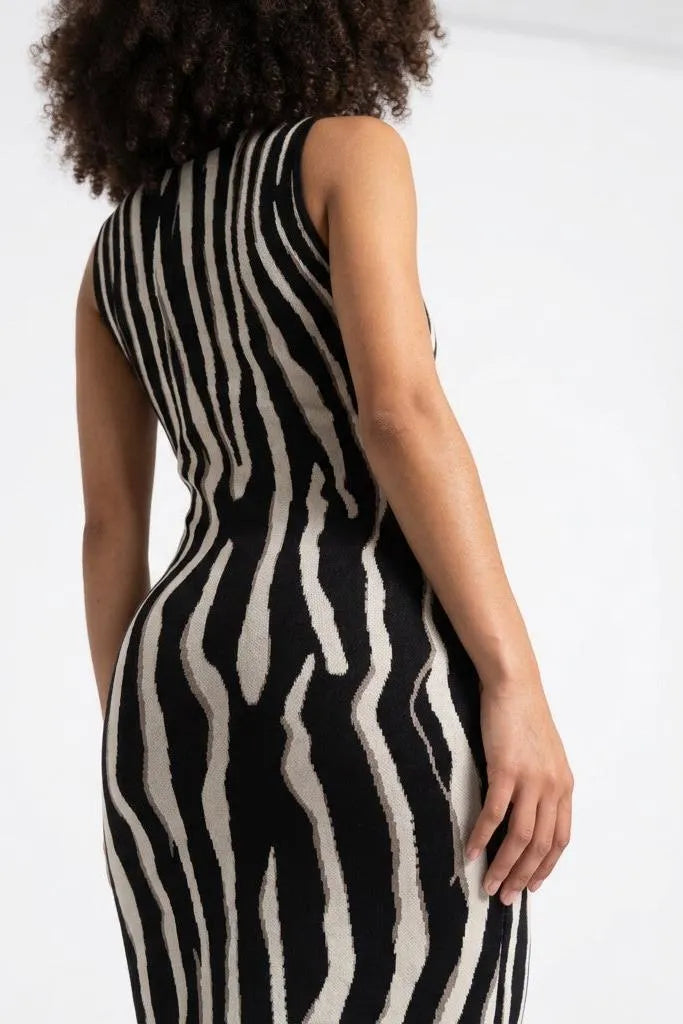 Wild Current Striped Knit Midi Dress