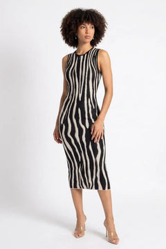 Wild Current Striped Knit Midi Dress