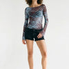 Wild Current Zebra Print Long Sleeve Boat Neck Top