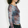 Wild Current Zebra Print Long Sleeve Boat Neck Top