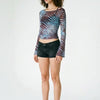 Wild Current Zebra Print Long Sleeve Boat Neck Top