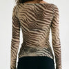 Wild Current Zebra Print Long Sleeve Boat Neck Top