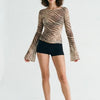 Wild Current Zebra Print Long Sleeve Boat Neck Top