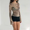Wild Current Zebra Print Long Sleeve Boat Neck Top