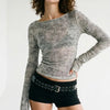 Wild Current Zebra Print Long Sleeve Boat Neck Top