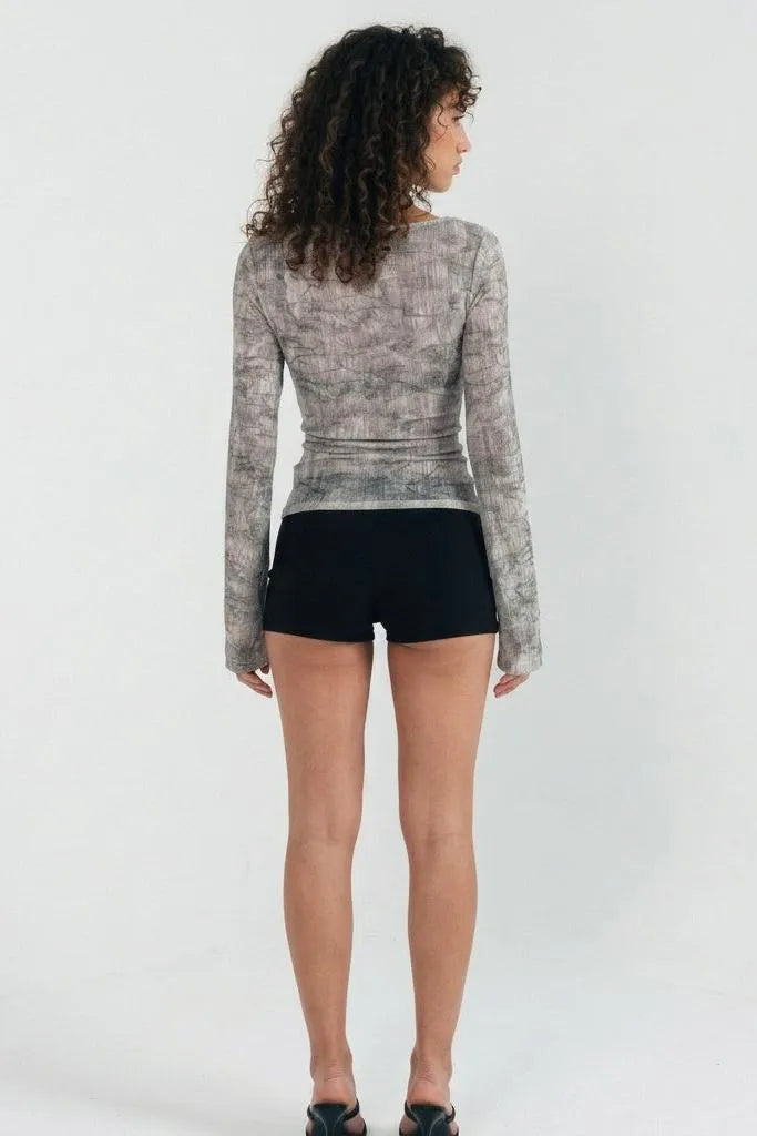 Wild Current Zebra Print Long Sleeve Boat Neck Top
