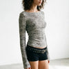 Wild Current Zebra Print Long Sleeve Boat Neck Top