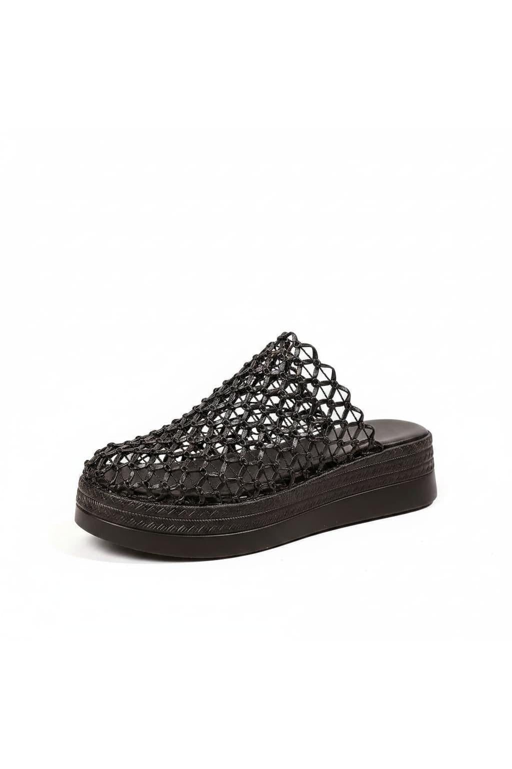 Woven Net Design Platform Sandals