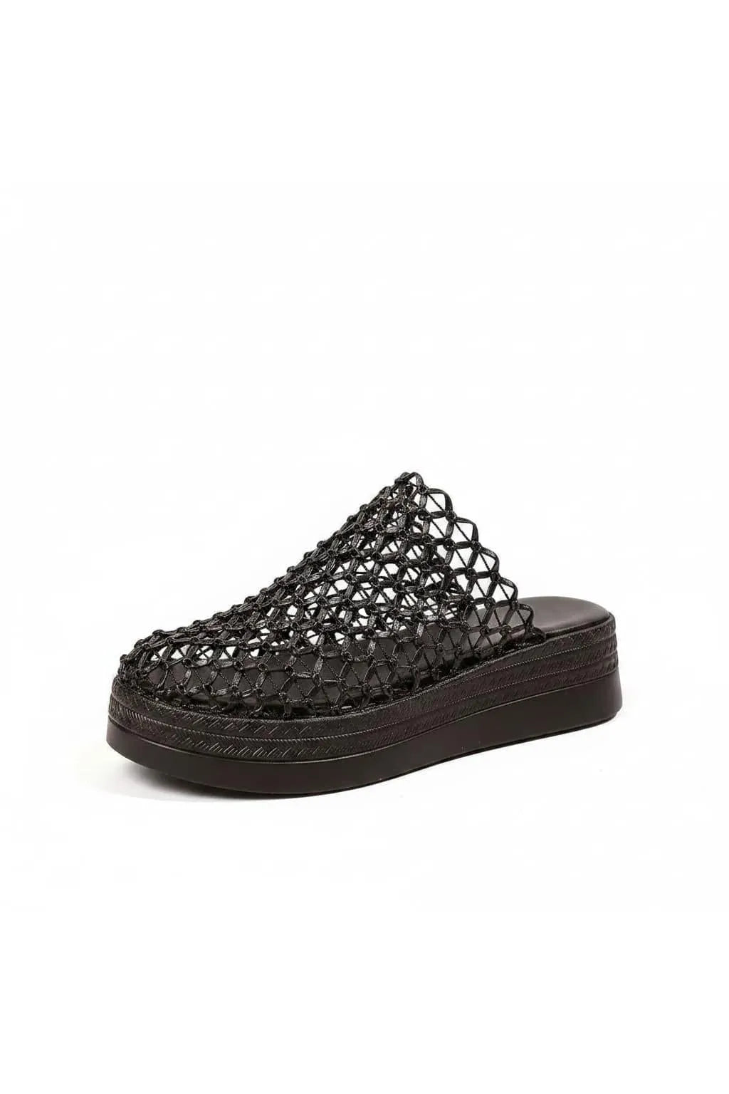 Woven Net Design Platform Sandals