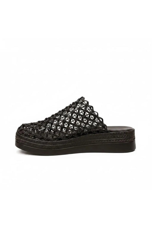 Woven Net Design Platform Sandals