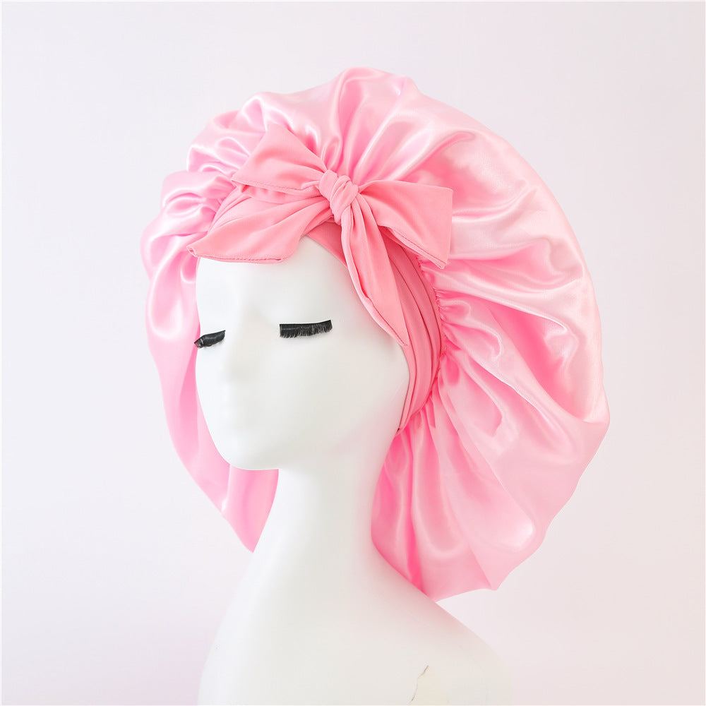 Luxury Silk Satin Bonnet for Women – Night Sleep Cap with Tie Band for Curly Hair