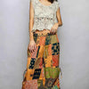 POL Printed Patchwork Wide Leg Pants with Adjustable Side Drawstring