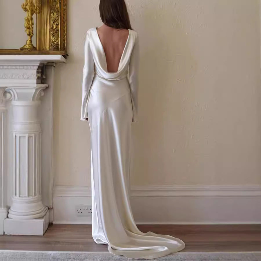 Aurelia rückenfreies elfenbeinfarbenes Meerjungfrauenkleid