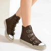 Beast Fashion Multi-Buckle Straps Studded Platform Sneakers