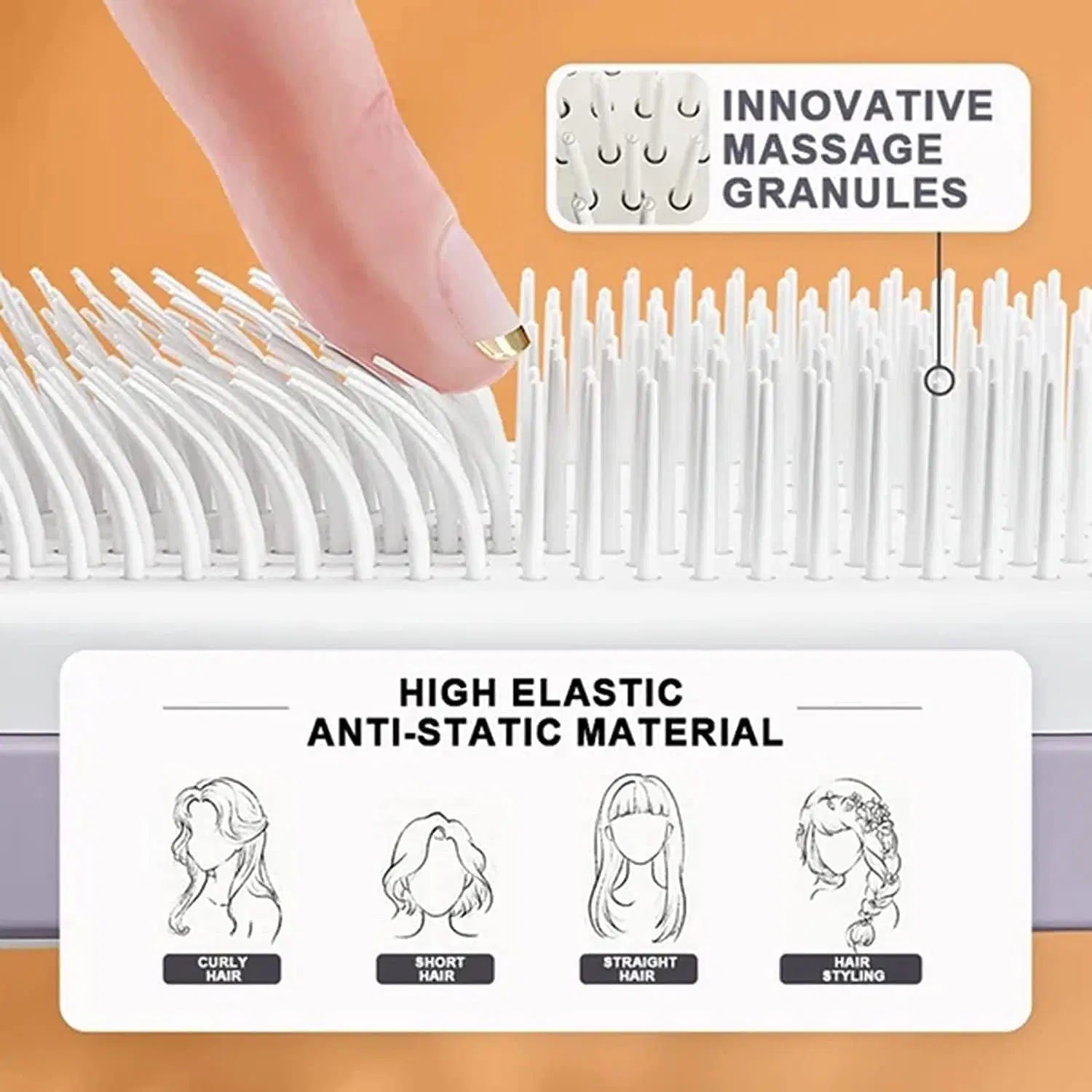 Brosse à cheveux autonettoyante 4 en 1 – Peigne antistatique, massage du cuir chevelu et démêlant
