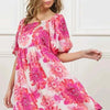 BiBi Floral Square Neck Puff Sleeve Mini Dress