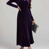 V-Neck Long Sleeve Velvet Dress