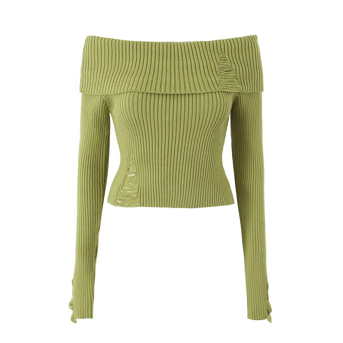 Haut slim à épaules dénudées et revers de luxe 