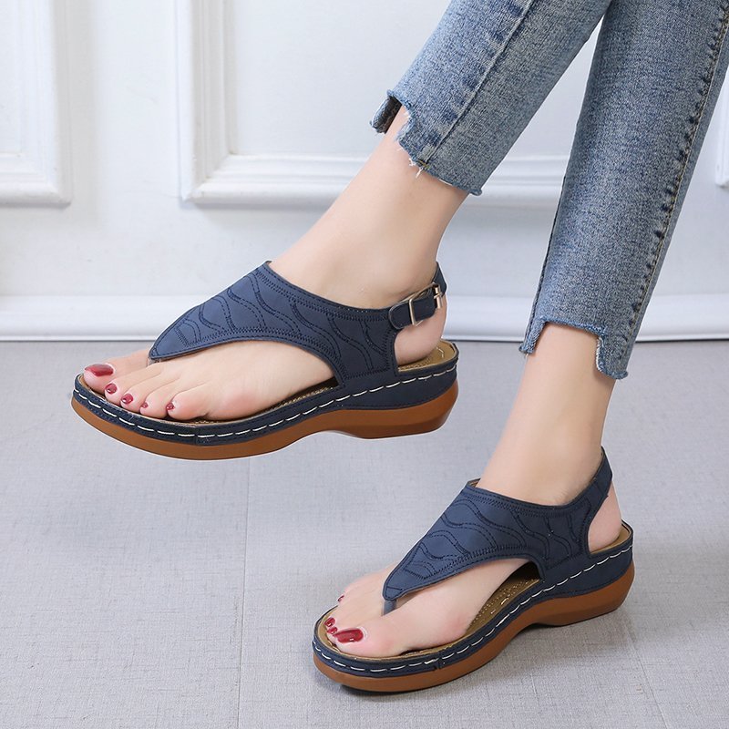 Women’s Casual Wedge Heel Sandals – Solid Color Flip Flops for Summer