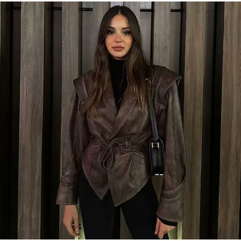 All-match Retro Leather Coat