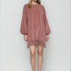 Soft Focus Fringe-Sway Sweater Mini Dress